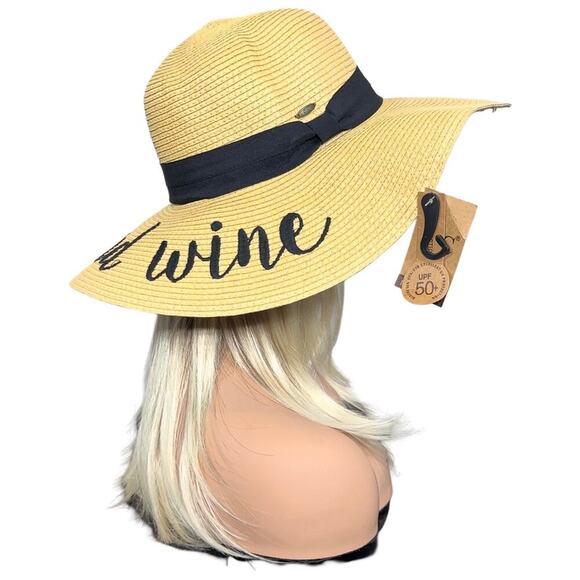 Large Brim Beach Sun Hat "On Cloud Wine" - Picture 9 of 11